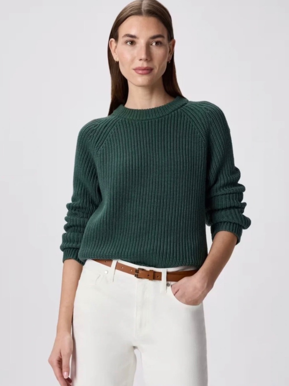 Quince 100% Organic Cotton Fisherman Crew Sweater - DarkSpruce